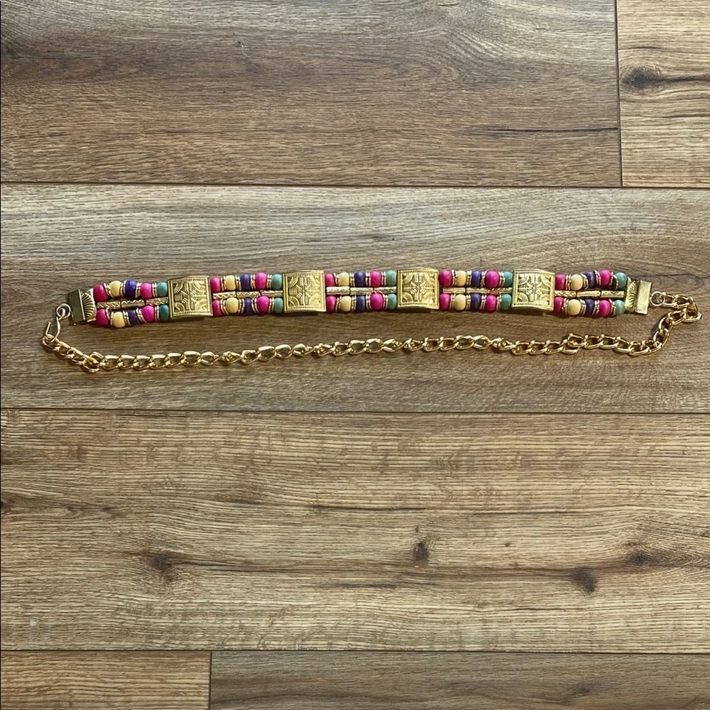 Vintage beaded handmade Colorful adjustable chain belt